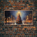 Retro Christmas Village Framed Christmas Wall Art - Framed Christmas Art - Canvas Art - Winter Decor - Winter Wonderland Centerpiece