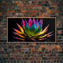 Rainbow Agave With Dew Drops, Modern Art, Framed Canvas Print,  Surreal Art, Southwestern Decor, Farmhouse Art, Desert Themed Art