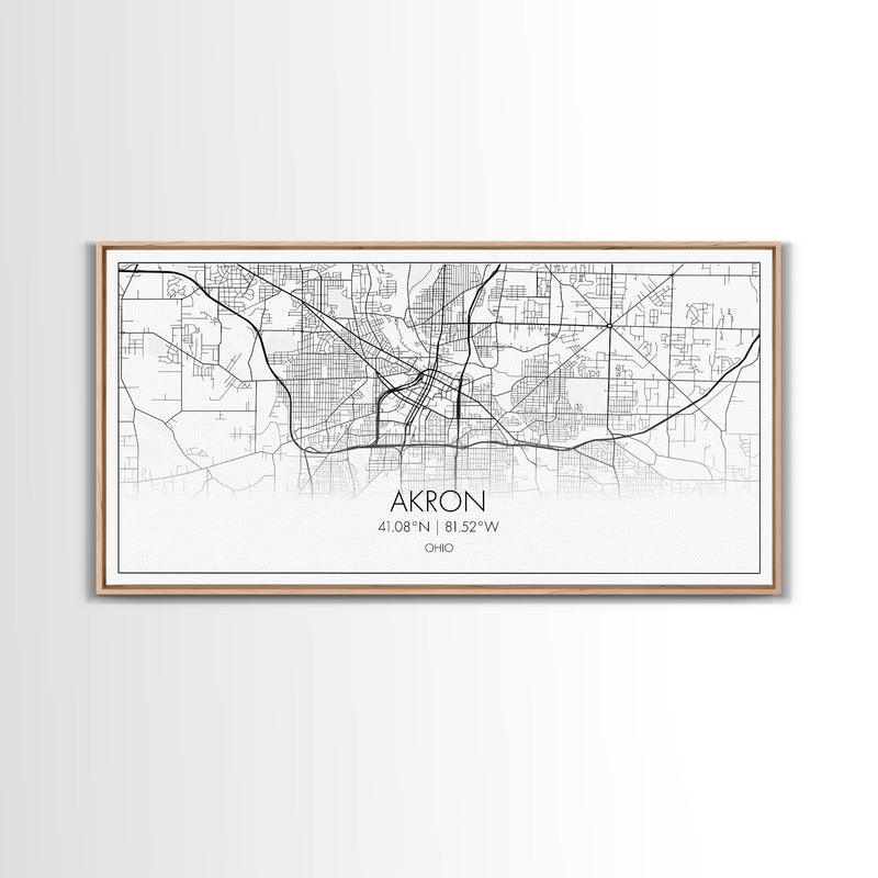 Akron Street Map, Ohio Map, Map Print, Modern Art, Wall Art, Canvas Print, Wall Hanging, Office Wall DÃ©cor, Couples Gift, City Map Canvas