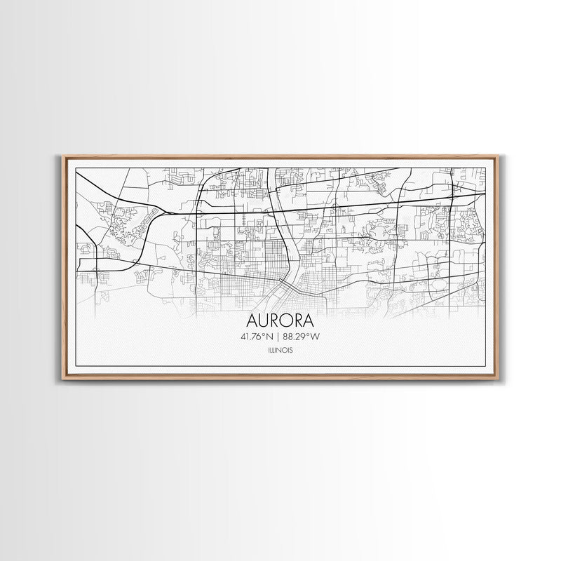 Aurora Street Map, Illinois Map, Map Print, Modern Art, Wall Art, Canvas Print, Room DÃ©cor For Teens, Cool Wall Art, Fun Gift, Classroom Art