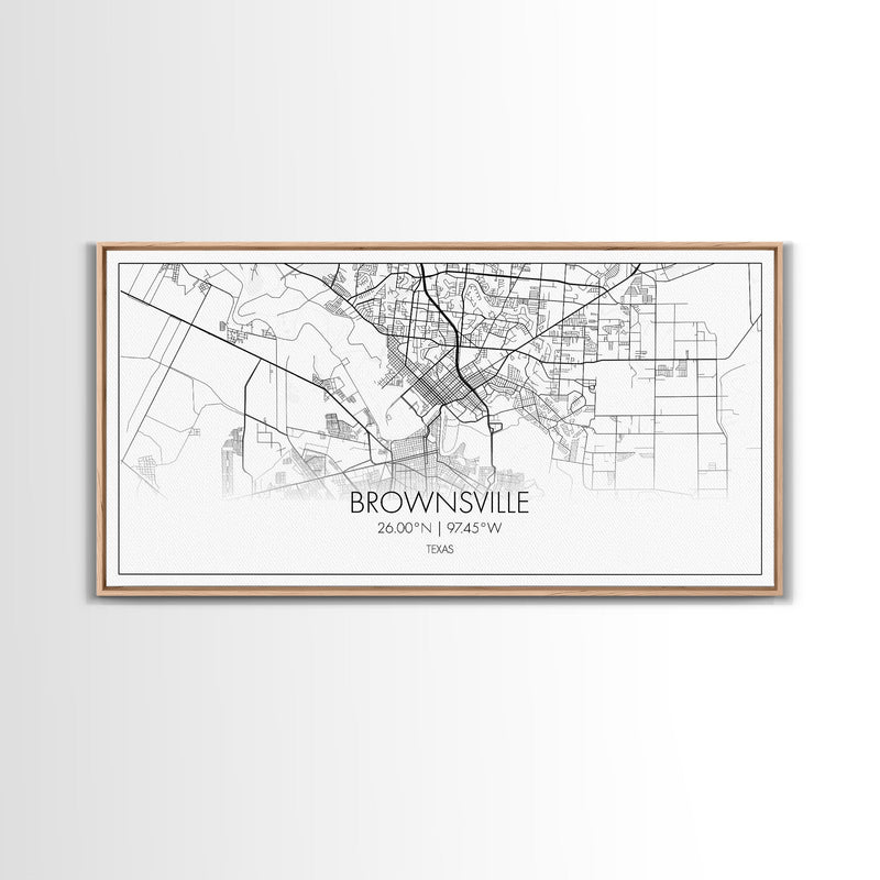 Brownsville Street Map, Texas Map, Map Print, Modern Art, Wall Art, Canvas Art, Realtor Closing Gift, Wall DÃ©cor Over The Bed, Couples Gift