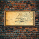 Vintage Sacramento map print poster or framed canvas | Sacramento city map print poster canvas | Sacramento, California print poster canvas