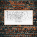 Greensboro City Map, North Carolina Map, Map Art, Minimalist Art, Wall Art, Canvas Art, Cabin Wall Art, Living Room Wall Art, New Home Gift