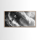 Pirate Surf - Framed Canvas Print - Black & White Photography Style Wall Art - Skull and Cross Bones Wall Art - Manly Decor - Mancave