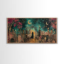 Banshee In The Graveyard, Framed Canvas Print, Halloween Decor, Spooky Season Wall Art, Halloween Gift Idea