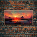 Mountain and Lake Sunset Wall Art Oil Painting On Canvas, Canvas Print, Ready to hang gallery wrapped nature framed canvas print, lake life