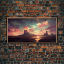 Mountain Sunset Oil Painting Canvas Print, Ready to hang gallery wrapped nature canvas print, synthwave style nature art