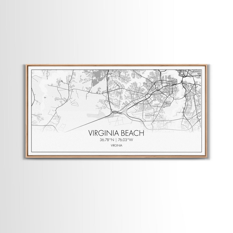 Virginia Beach City Map, Virginia Art, Map Print, Modern Wall Art, Wall Art, Canvas Art, Dorm Room Art, Family Home DÃ©cor, Birthday Gift