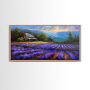Lavender Field at Twilight, Dreamy Landscape Art, Framed Canvas Print, Boho Bedroom Decor, Purple Art, Rustic Wall Art