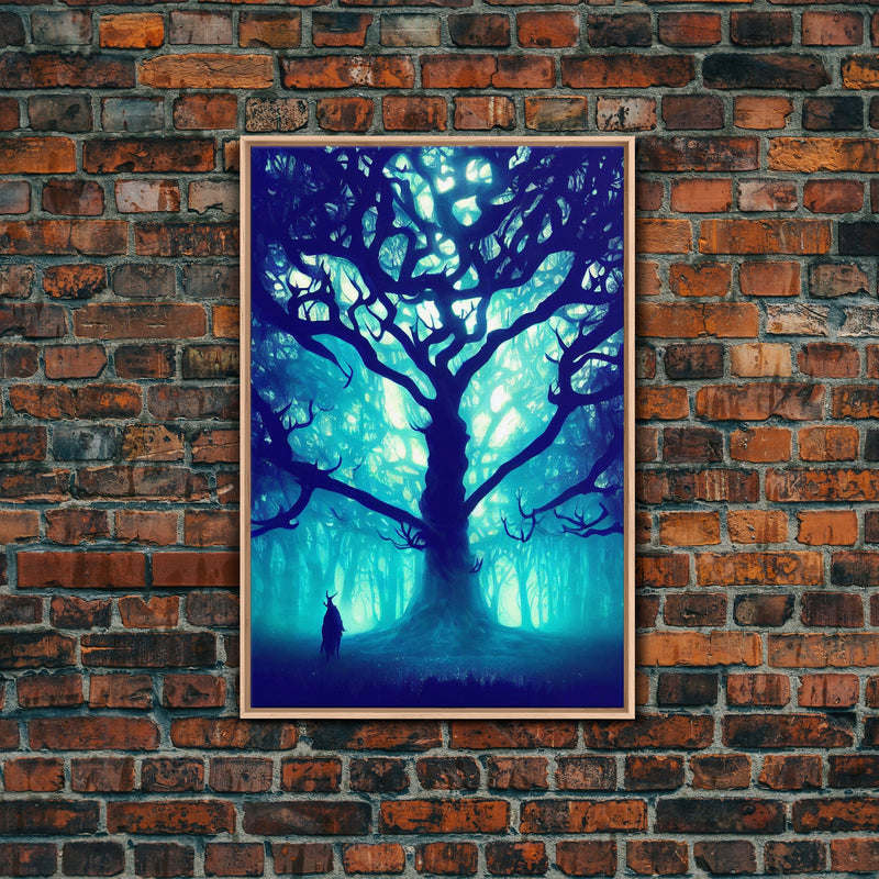 Yggdrasil, Nordic Mythology, Tree of Life, Framed Canvas Print, Ready To Hang Framed Wall Art, Living Room Wall Hanging