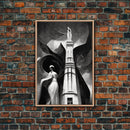 Vintage Style Art Deco Statue Study, Framed Canvas Print, Retro Style Wall Art, 1920s - 1930s style Art