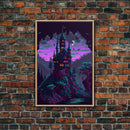 Transylvania Art, Cool Medieval castle 8 bit pixel art, fantasy art, framed canvas print, Cool castle art
