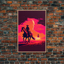 Vaporwave Cowboy Horse Desert Purple Man Fine Art Print, Wall Art Print, Wall Poster, Wall Décor