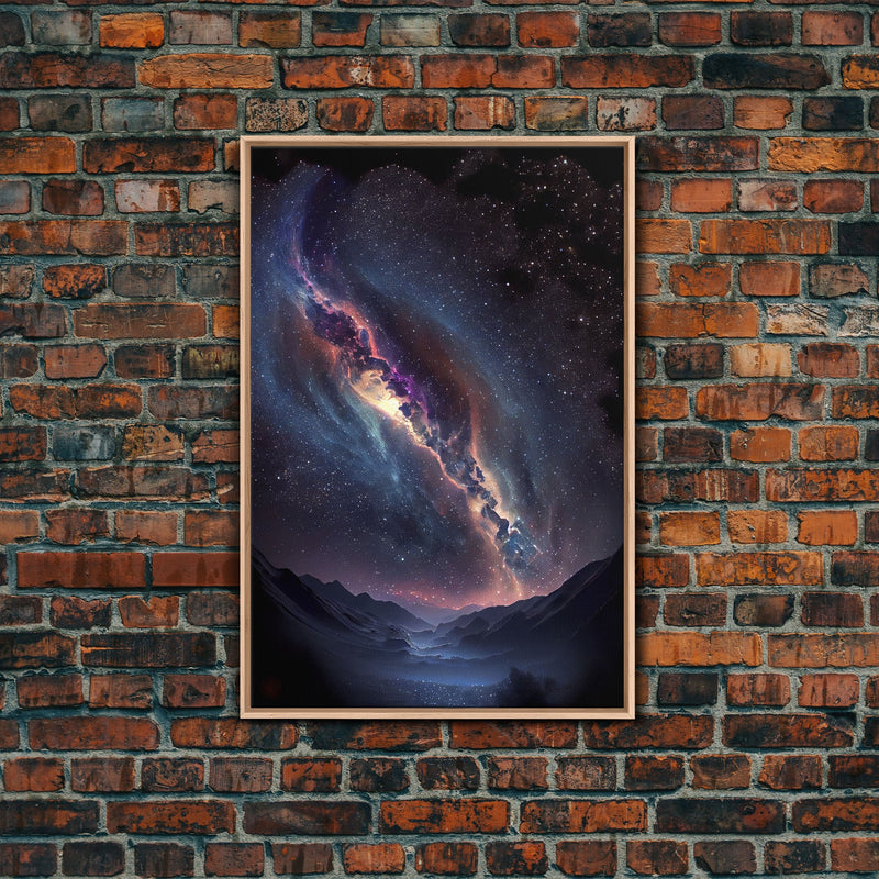 View of the milky way galaxy over a desert night sky, framed canvas print