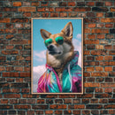 Shiba Inu Wall Print, Dog Wall Art, Dog With Shades, Colorful Hoodie, Funny Art, Framed Wall Art, Framed Canvas, Wall Print, Wall Canvas