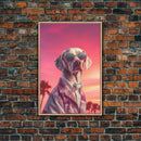 Weimaraner Wall Print, Dog Wall Art, Dog Sunglasses, Dog In Pink Suit, Funny Art, Framed Wall Art, Framed Canvas, Wall Print, Wall Canvas