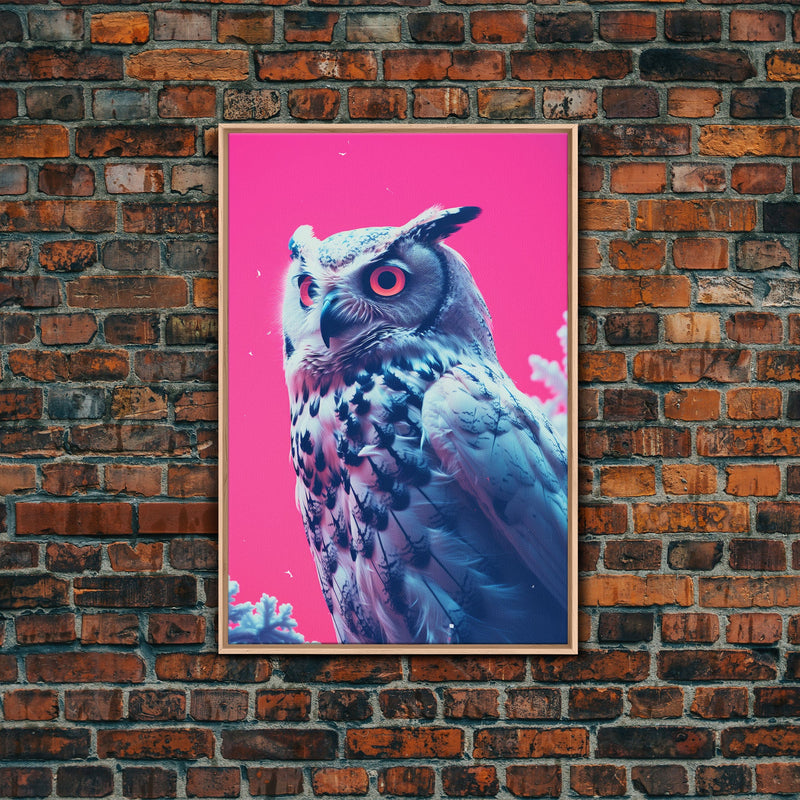 Bird Art, Owl Wall Print, Animal Art Print, Abstract Art, Animal Portrait, Pink Art, Framed Wall Art, Framed Canvas, Wall Print, Wall Canvas