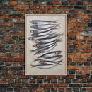 Sardines Art Print - Framed Canvas Art - Oil Painting Still Life Print - French Kitchen Art - Restaurant Art - Boho Farmhouse Decor