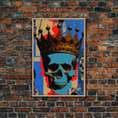 Skull With The Gold Crown, Framed Canvas Print, Unique Fantasy Undead Wall Art