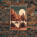 Starry Night over the Desert, Framed Canvas Print, Boho Style Western Decor