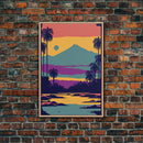 Retro Pop Art Landscape, Surrealist / Psychedelic Art, Framed Canvas Print, Nature Art, Desert Painting, Southwest Decor