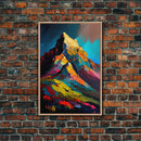 Mount Noshaq, Mountain Art, Mountain Landscape Wall Art, Framed Canvas Print, Abstract Oil Painting Print, Mountains of Pakistan