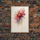 Vintage Style Framed Canvas Art, Vintage Floral Print, Vintage White Roses Painting, Still Life Botanical Farmhouse print, Red Flower Art