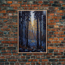 Original Abstract Forest Landscape Canvas Print Oil Painting, Abstract Texture Misty Woodland Painting Modern Living Room Wall Art Decor
