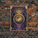 Midcentury Modern Wall art, Framed Canvas Print, Art Deco, Patterns art, Ornament art, Purple & gold art, Original painting, Bright colors
