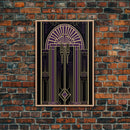 Art Deco Wall art, Framed Canvas Print, Art Deco, Gold & purple art, Living room art, Stained glass art, Office decor, Abstract art