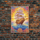 Filigree Pirate Ship Plaque Art, Framed Canvas Print, Fantasy Wall Art, Wall Decor, Pirate Wal Art, Gift For Him, Kid's Room