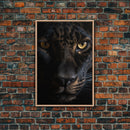 A Look Into Darkness, Beautiful Black Panther Portrait, Cat Photography, Framed Canvas Print, Framed Art, Halloween Witch Cat Art
