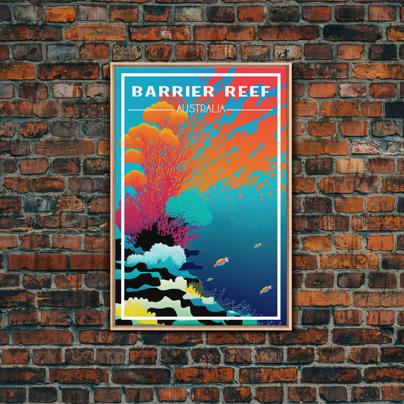 Barrier Reef Art Print, Australia Poster, Queensland Poster, Travel Wall Print, Travel Poster, Travel Wall Art, Canvas Wall Print