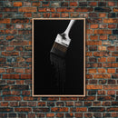Dripping Paint Brush Wall Art, Black Paint, Brush Wall Decor, Minimalist Print. Wall Decor, Canvas Art, Wall Art, Framed Canvas Wall Decor