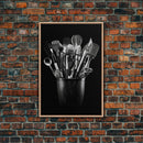 Kitchen Utensils Wall Art, Kitchen Wall Decor, Black And White, Minimalist Print, Wall Decor, Canvas Print, Wall Art, Framed Canvas
