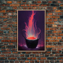 Spooky Witch's Cauldron Canvas Print, Halloween wall art, spooky home decor