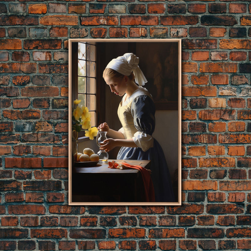 Baroque Art, Vermeer, Inspiration Art, Medieval Wall Art, Dutch Art, Canvas Print, Wall Art, Vertical Art, Country Home Art, Kitchen Prints