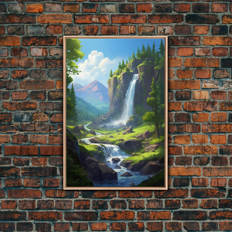 Waterfalls Wall Art, Landscape Art Print, River Wall Art, Canvas Print, Wall Art, Vertical Art, Birthday Gift, Family Home Decor, Room Decor