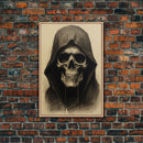 Skull Decor, Charcoal Drawing, Gothic Home Decor, Canvas Print, Wall Art, Vertical Art, Skull Gift, Human Skull Decor, Modern Art Prints