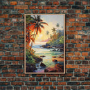 Tropical Art Print, Ocean Wall Decor, Seascape Art, Canvas Print, Wall Art, Vertical Art, Gift For Boss, Indie Room Decor, Kitchen Art