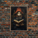 The Little Witch and Her Familiars, Black Cat Halloween Art, Gothic Victorian Dark Academia Witch Portrait, Witchcraft, With Decor