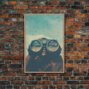 The Spy, Atomic Age Binoculars, Framed Canvas Print, Vaporwave Photography Print, Retro / Minimalist Wall Art
