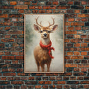 Cute Buck Dressed For Christmas, Christmas Decor, Woodland Animals, Christmas Wall Art, Winter Decor, Holiday Decor, Seasonal Decor