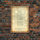 Oklahoma City Vintage Map Print, Oklahoma Map, Oklahoma State Map Art, Oklahoma City Road Map Poster, Vintage Map Gift, Road Trip Art