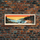 Acadia National Park, Panoramic Maine Travel Art, National Park Print, Minimalist Travel Art, Midcentury Modern Style Landscape