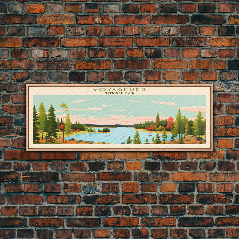 Voyageurs National Park Panoramic Minnesota Travel Art, National Park Print, Minimalist Travel Art, Midcentury Modern Style Landscape