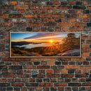 Photographic Panoramic of Acadia National Park, Sunset Photography, National Park Art, Framed Canvas Print, Landscape Photography
