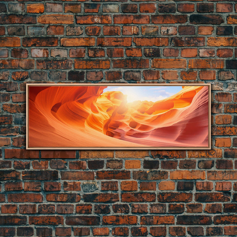 Beautiful Photographic Panoramic of Antelope Canyon Arizona, Sunset Photography, Framed Canvas Print, Landscape Photography, Landmark Art