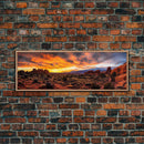 Photographic Panoramic of Arches National Park, Sunset Photography, National Park Art, Framed Canvas Print, Landscape Photography