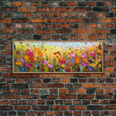 Framed Canvas Print of Original painting, Large wall art, Boho wall décor, Flower painting, Home decor, Modern art, Bedroom decor, Panoramic